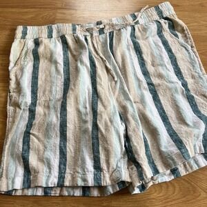 Naturals D&Co Womens Linen Blend Shorts Sz 1X Beach Resort Coastal‎ Nautical